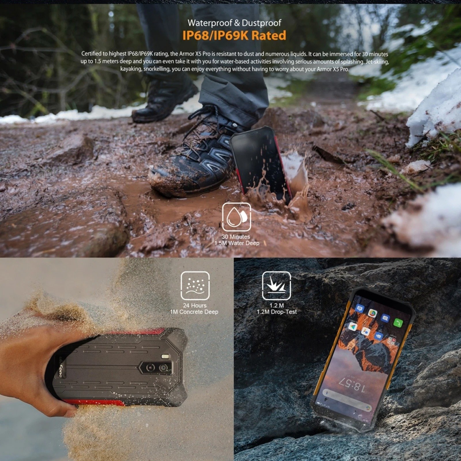 Ulefone Armor X5 Pro mobile phones 3g&4g smartphone 5.5" smart phone 5g smartphone 4GB+64GB Octa Core 13MP 5000mAh Rugged Phone